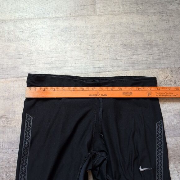 Nike Dri Fit black running Leggings SIZE M Zipper ankle lightweight stretchy - Picture 3 of 8